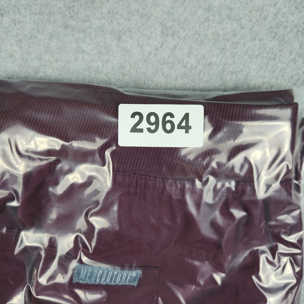 Med Couture Scrub Pants Womens Large Wine Touch Cargo Pockets Stretch Drawstring - Picture 7 of 7